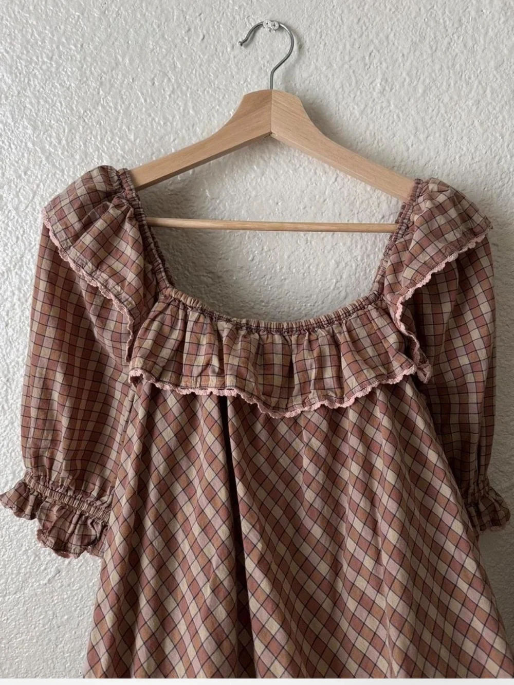 Christy Dawn Maggie Dress in Chestnut Plaid Ruffle Maxi Dress - Picture 2 of 6